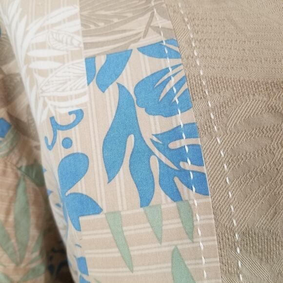 Boca Classics Shirt Mens 2XL Tan Blue Hawaiian Aloha Camp Short Sleeve Button - Picture 4 of 16